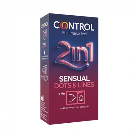 Control Kit 2in1 Preservativos Sensual Dots&Lines + Lube Nature