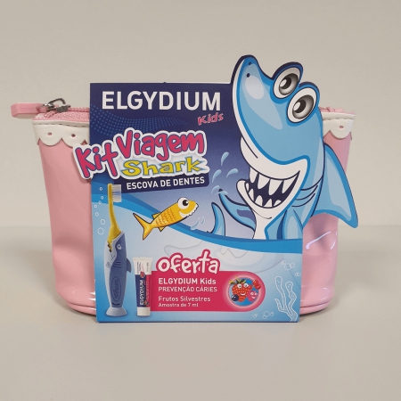 Elgydium Kids Kit Viagem escova dentífrica Infantil Shark + Gel