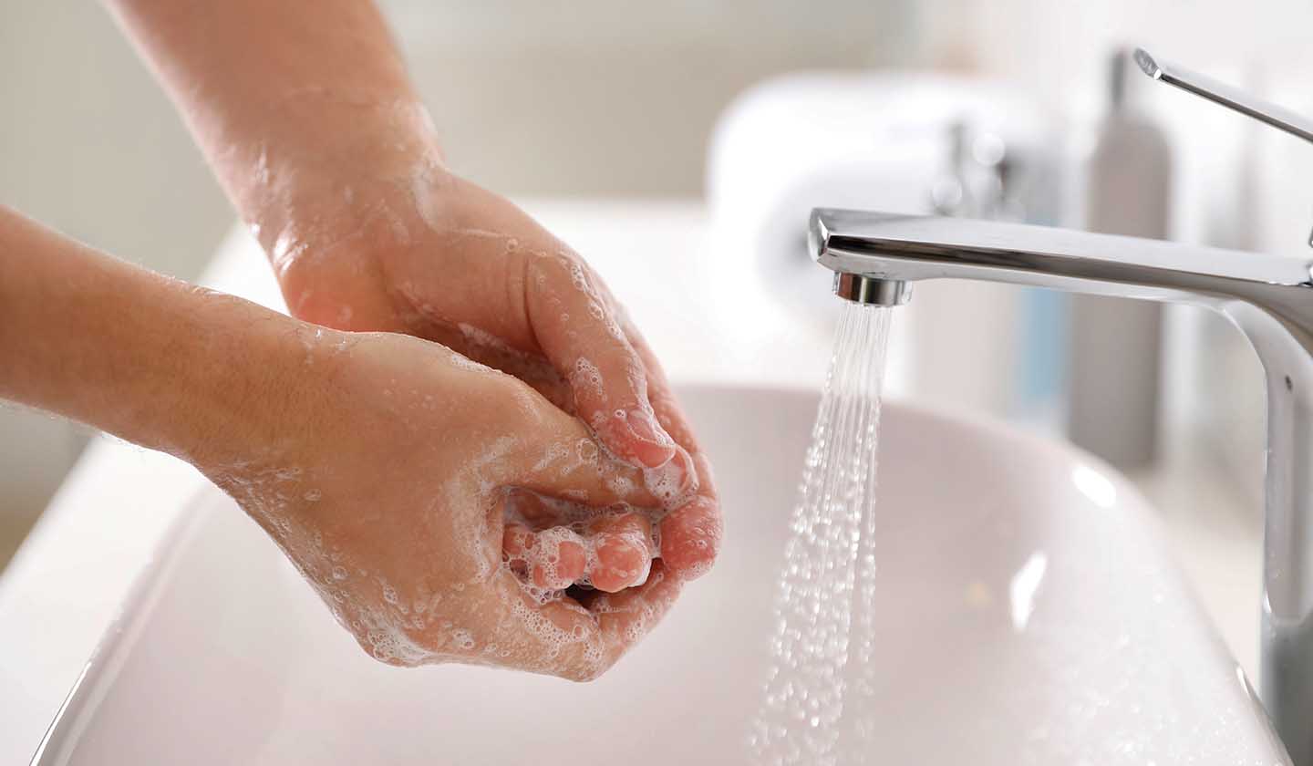 Handwashing with soap and water