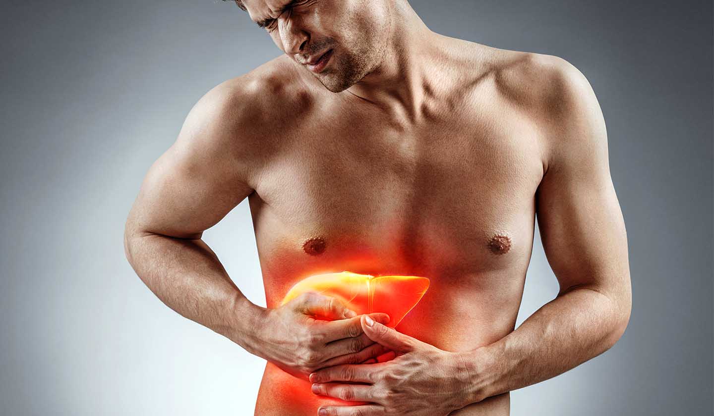 Severe pain in the liver area