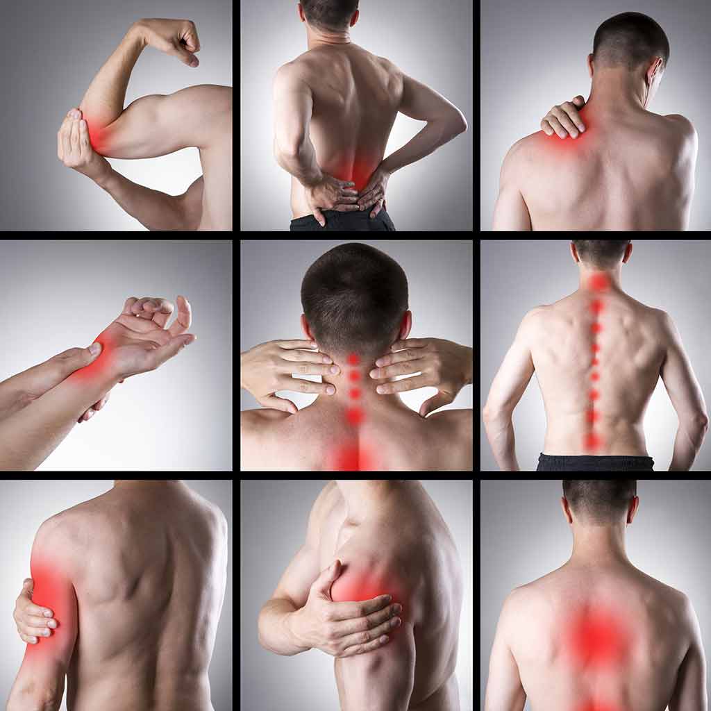Diferentes zonas afetadas por dores musculares